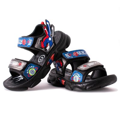 Kid Boy Transformers Print Velcro Closure Sandals - Blue