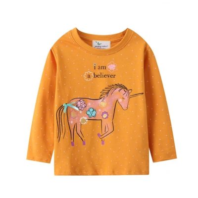 Toddler/Kid Girl Unicorn Print Long-Sleeve Tee - Orange