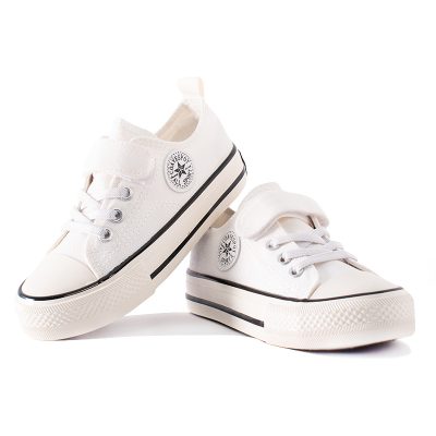 Baby Boy/Girl Low Top Velcro Closure Converse Sneakers - White