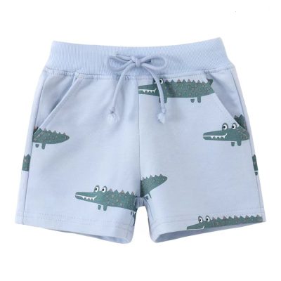 Baby/Toddler Boy Crocodile Print Elasticized 100% Cotton Shorts - Blue