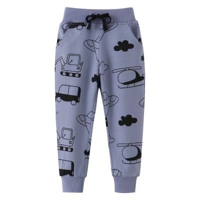 Kid Unisex Helicopter Print Elasticized 100% Cotton Lounge Pants - Blue