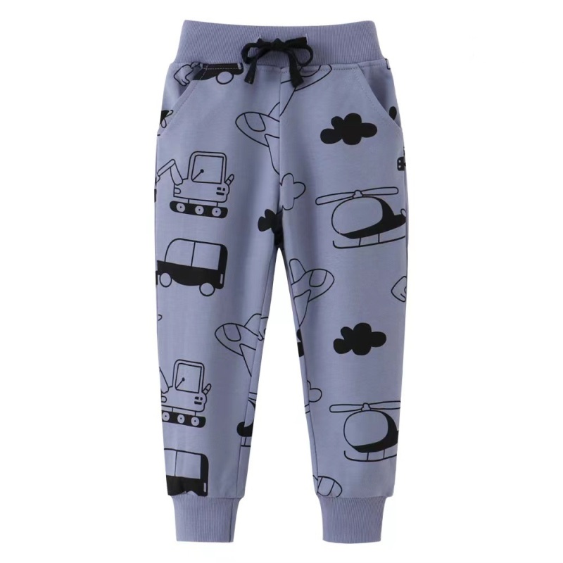 Kid Unisex Helicopter Print Elasticized 100% Cotton Lounge Pants - Blue