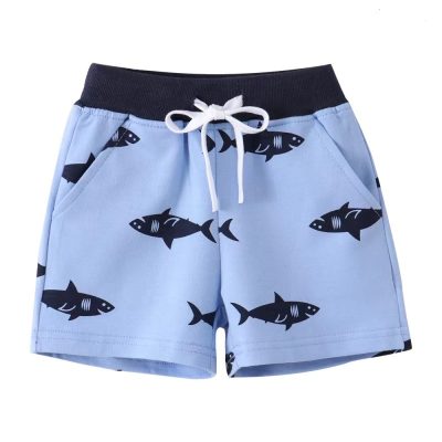 Baby/Toddler Boy Shark Print Elasticized 100% Cotton Shorts - Blue