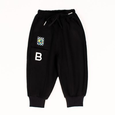 Baby/Toddler Boy Letter Print Elasticized Joggers Pants - Black