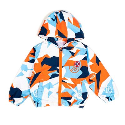 Baby Boy Captain America Print Colorblock Summer Windbreaker Jackets - Multicolor