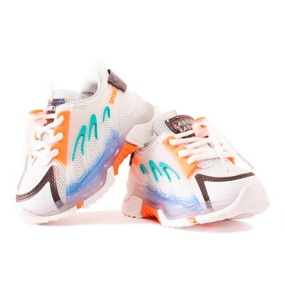 Baby Boy/Girl Colorblock Lace Up LED Sports Shoes - White