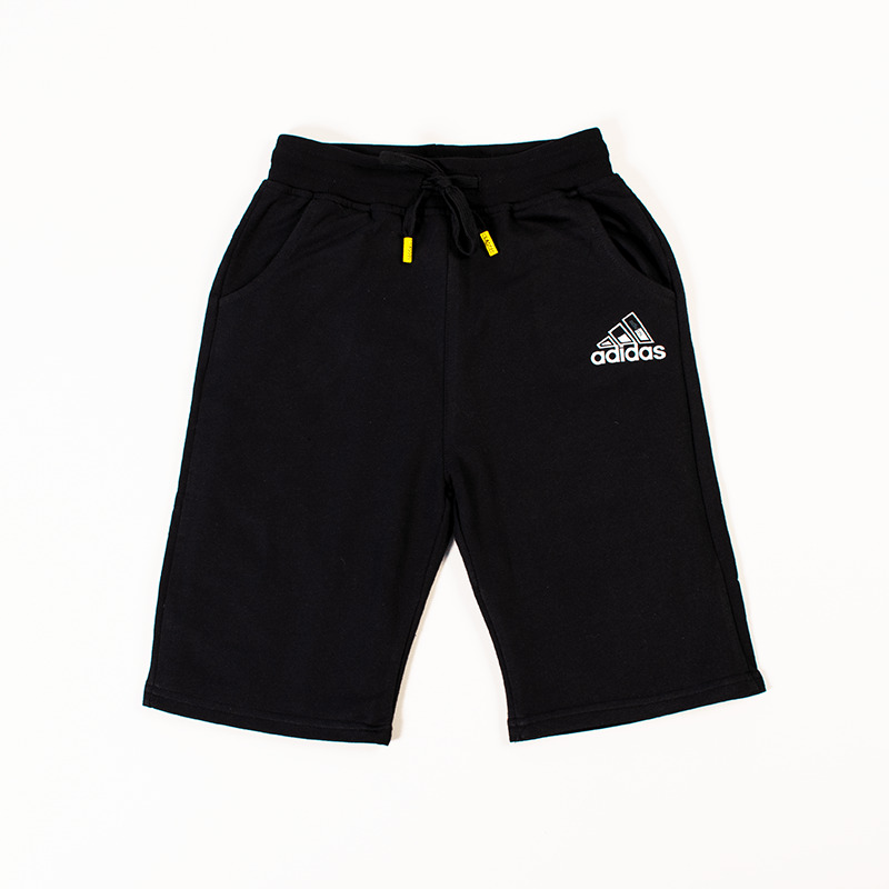 Kid Boy Adidas Print Knee Length Cotton Shorts - Black