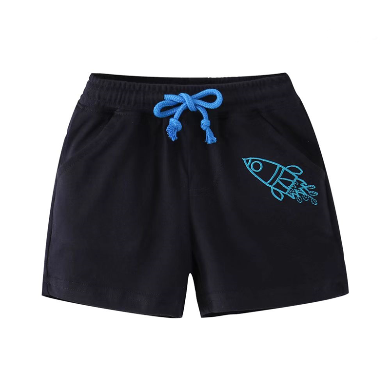 Baby/Toddler Boy Rocket Print Elasticized 100% Cotton Shorts - Black