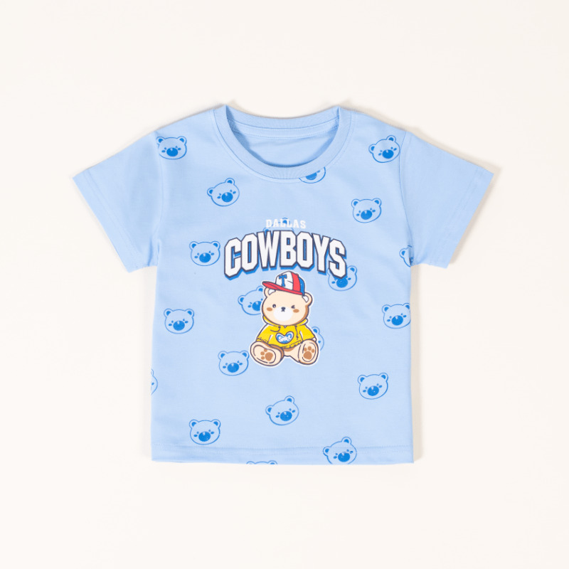 Baby/Toddler Boy Teddy Bear Print Short Sleeve Tee - Light Blue