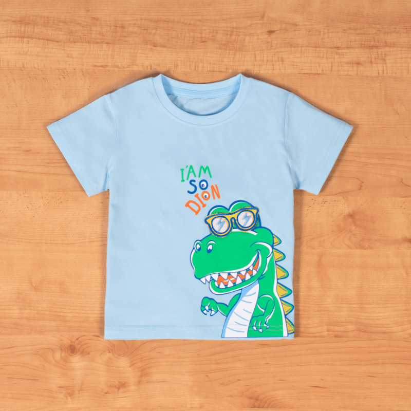 Baby/Toddler Boy Dino Print Short Sleeve Tee - Light Blue