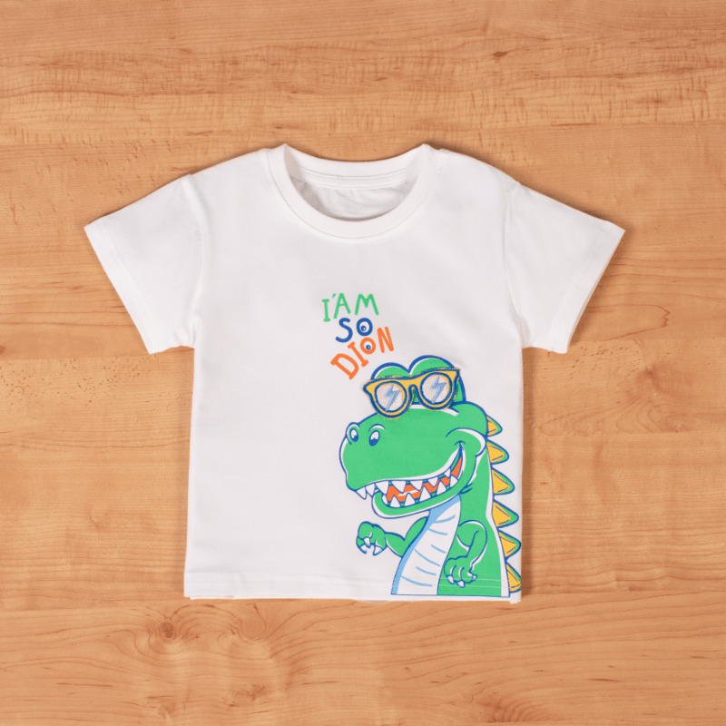 Baby/Toddler Boy Dino Print Short Sleeve Tee - White