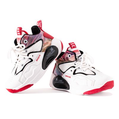 Kid Boy Colorblock Lace Up Sports Shoes - White/Red