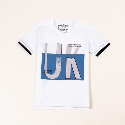 Kid Boy Letter Print Short Sleeve Tee - White