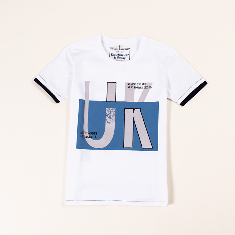 Kid Boy Letter Print Short Sleeve Tee - White