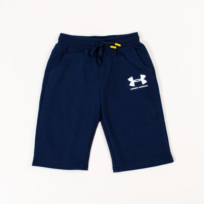 Kid Boy Under Armour Print Knee Length Cotton Shorts - Blue