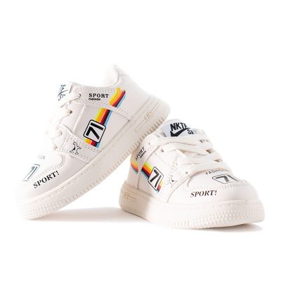 Baby Boy/Girl Rainbow Print Lace Up Sneakers - Beige