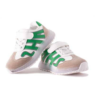 Kids Unisex Colorblock Velcro Closure LED Sneakers - Green