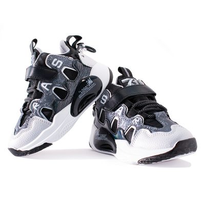 Kid Boy Colorblock Velcro Closure Sports Shoes - Grey