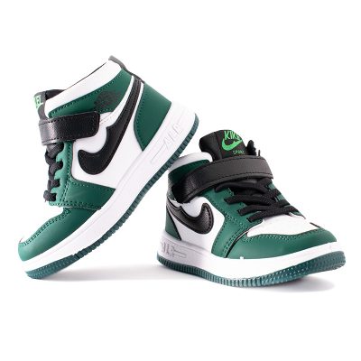 Kids Colorblock Mid-Ankle Velcro Closure Sneakers - Dark Green