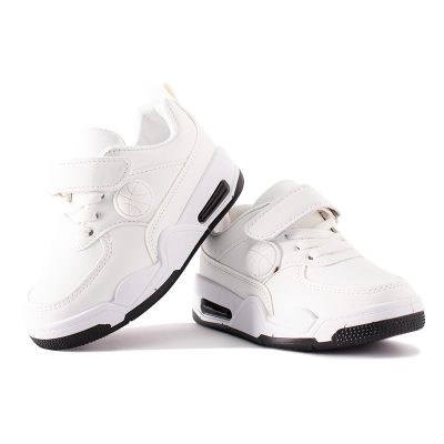 Kids Football Print Velcro Closure Solid Sneakers - White