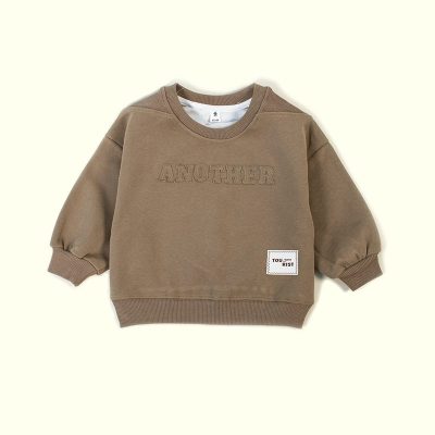 Baby Boy Letter Print Pullover Sweatshirt - Brown