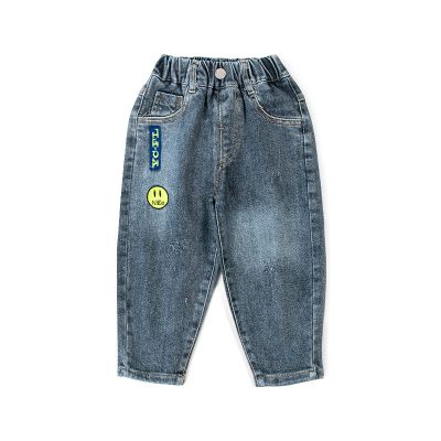 Baby/Toddler Boy Smiley Print Elasticized Denim Jeans Pant - Black