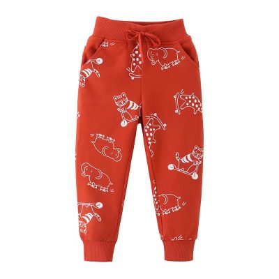 Kid Unisex Animal Print Elasticized 100% Cotton Lounge Pants - Persian Red
