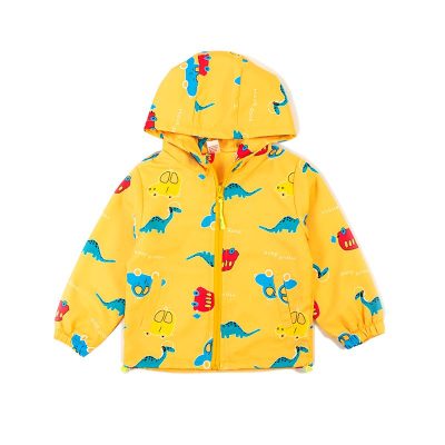 Baby Boy/Girl Dino and Car Print Summer Windbreaker Jackets - Yellow