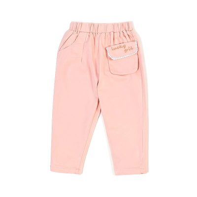 Baby Girl Front Pocket Design Cotton Pants - Pink