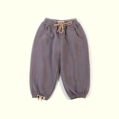 Baby Boy/Girl Bear Print Elasticized Joggers Pants - Cloudy Grey