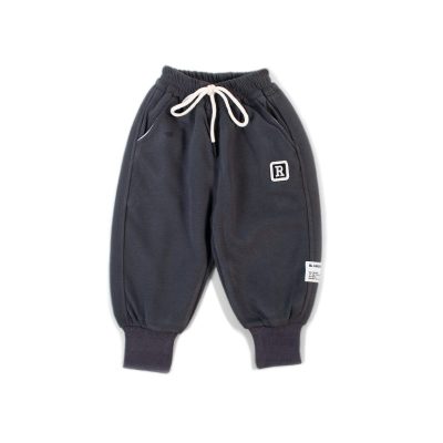 Baby/Toddler Boy R Print Elasticized Joggers Pants - Dark Grey