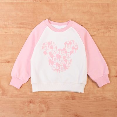 Kid Girl Mickey Mouse Print Colorblock Pullover Sweatshirt - Pink