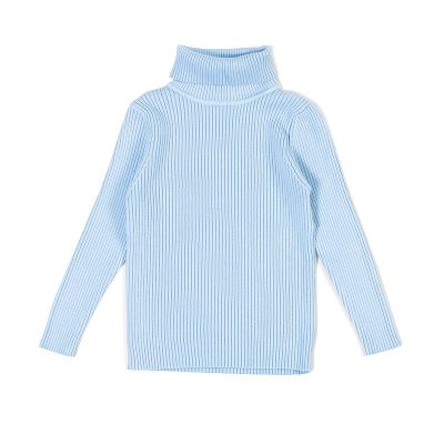 Kids Unisex Warm Knitted Solid High Neck Sweater - Blue