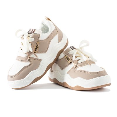 Kids Unisex Sport Colorblock Lace Up Sneakers - Khaki