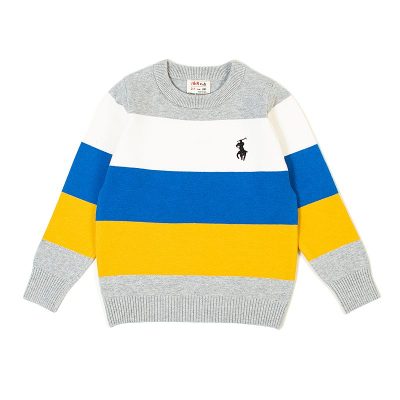 Kids Unisex Colorblock Full Sleeve Knitted Sweater - Multicolor
