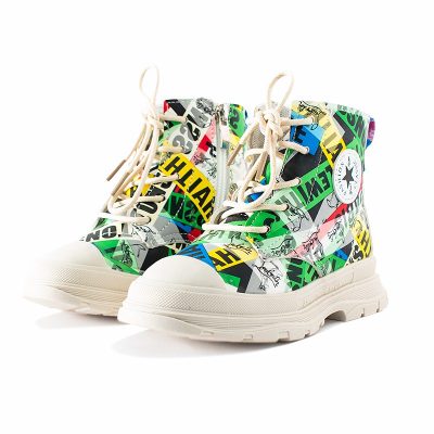 Kids Unisex Colorful Lace Up Martin Boots - Multicolor
