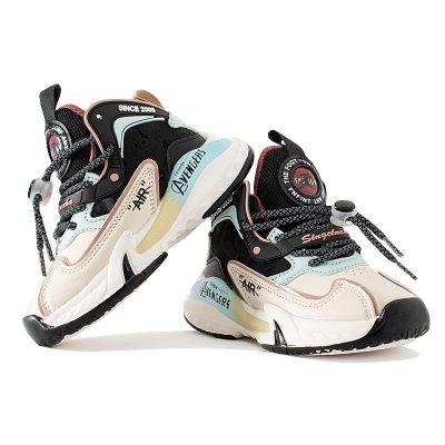 Kid Boy Colorblock Lace Up Sports Shoes - Cream