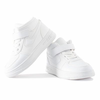 Kids Unisex Mid Ankle Full White Sneakers