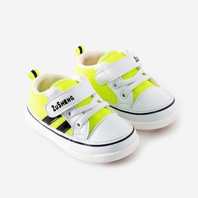 Baby Boy/Girl Stripe Print Velcro Closure Mesh Sneakers - Green