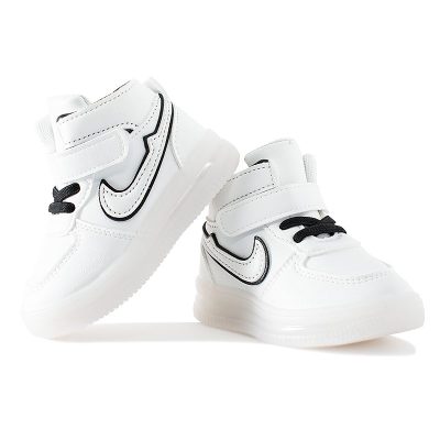 Baby Boy/Girl Swoosh Print Velcro Closure LED Sneakers - White