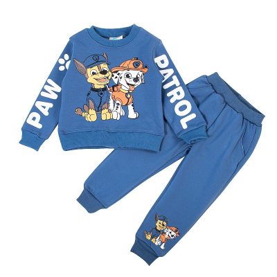 2-Piece Baby Boy PAW Petrol Print Long Sleeve Fleece Lined Sweatshirt and Pants Sets - Blue