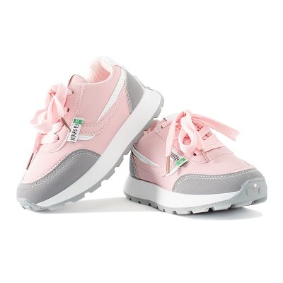 Kid Girl Fashion Colorblock Lace Up Sneakers - Pink
