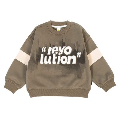 Kids Revolution Print Warm Fleece Pullover Sweatshirt - Green