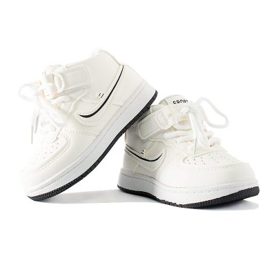 Baby Boy/Girl Swoosh Print Mid Ankle Velcro Closure Sneakers - White