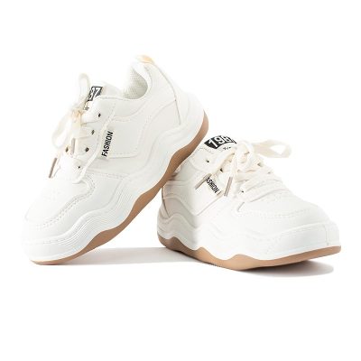 Kids Unisex Fashion Lace Up Sneakers - White