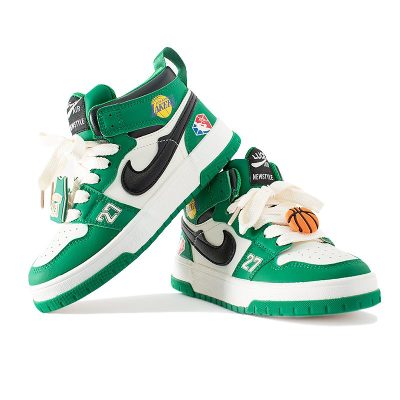 Kid Boy LA Lakers Print Mid Ankle Colorblock Sneakers - Green