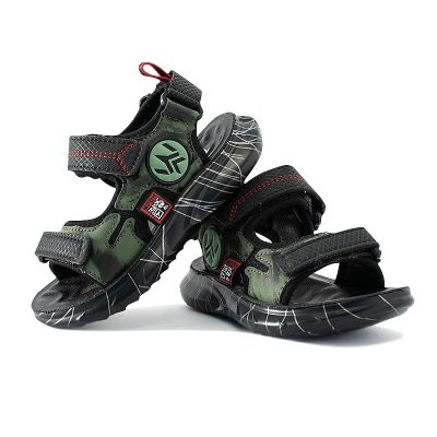 Kid Boy Camouflage Print Velcro Closure Sandals - Army Green