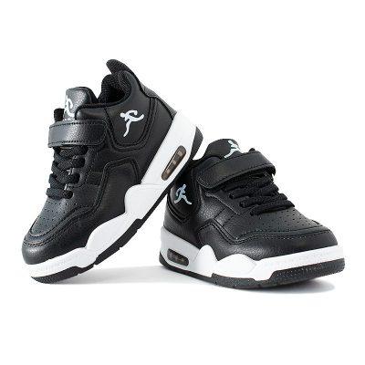 Kids Colorblock Mid Ankle Velcro Closure Sneakers - Black