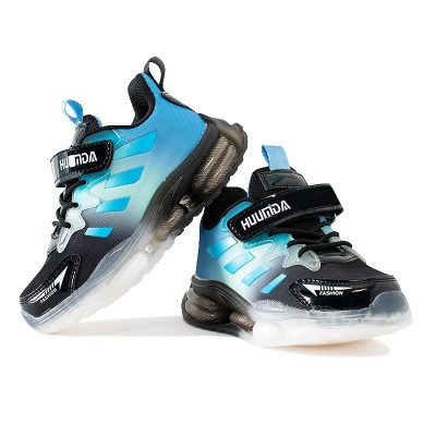 Kids Unisex Colorblock Super Fiber Athletic Sports Shoes - Blue/Black