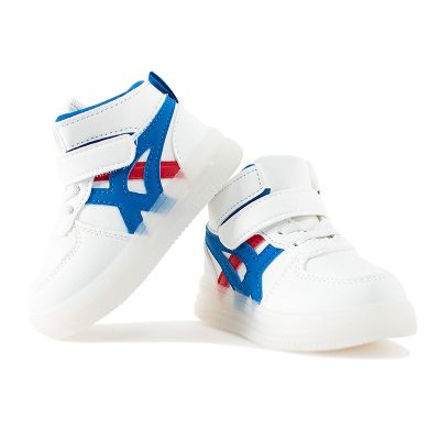 Baby Boy/Girl Striped Print Velcro Closure LED Sneakers - Blue